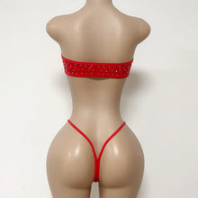 Load image into Gallery viewer, Golden Link” Rhinestone Chain Bikini Set – Strapless Thong Two-Piece