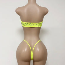 Load image into Gallery viewer, Golden Link” Rhinestone Chain Bikini Set – Strapless Thong Two-Piece
