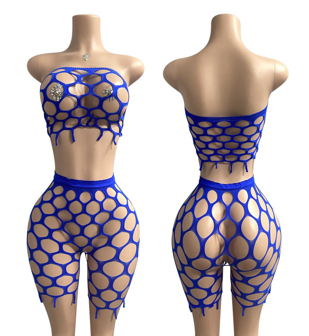Electric Net 2-Piece Set – Royal Blue Mesh Duo