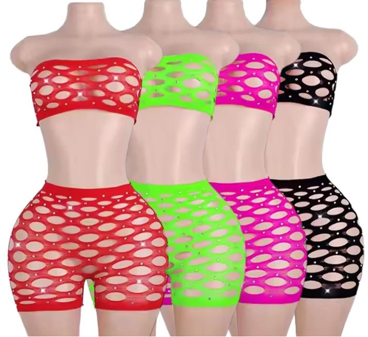 Neon Cut-Out Tube Top & Shorts Set – Multiple Colors
