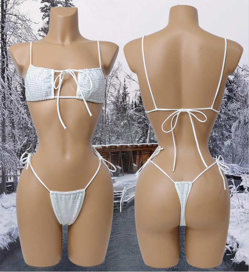 Rhinestone Plunge Cutout One-Piece