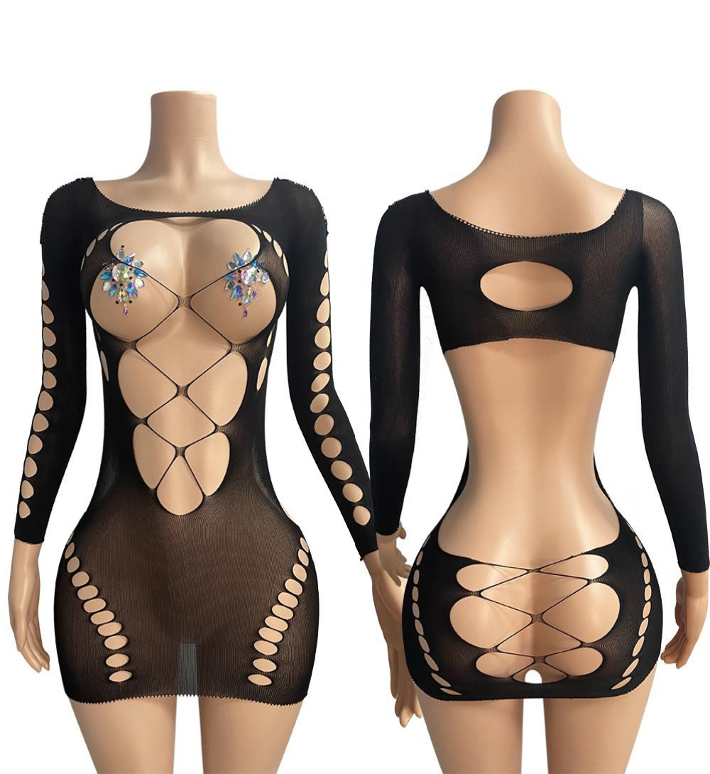 Obsidian Cut-Out Long Sleeve Mini
